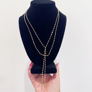 Gold Tone Double Strand Sexy Lariat Necklace NWOT